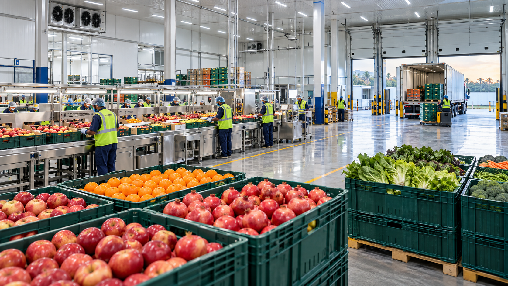 Produce sorting and packing infrastructure